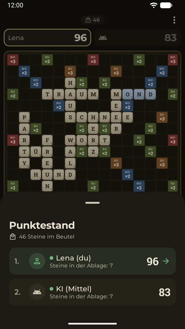 Der Punktestand während einer Partie