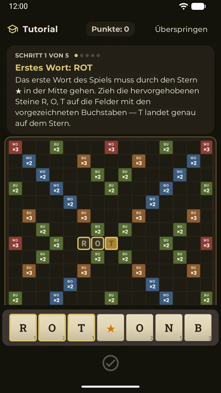 Das interaktive Tutorial führt durch den ersten Zug auf dem Brett
