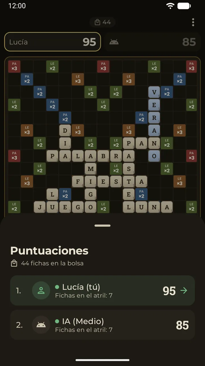 El marcador durante una partida