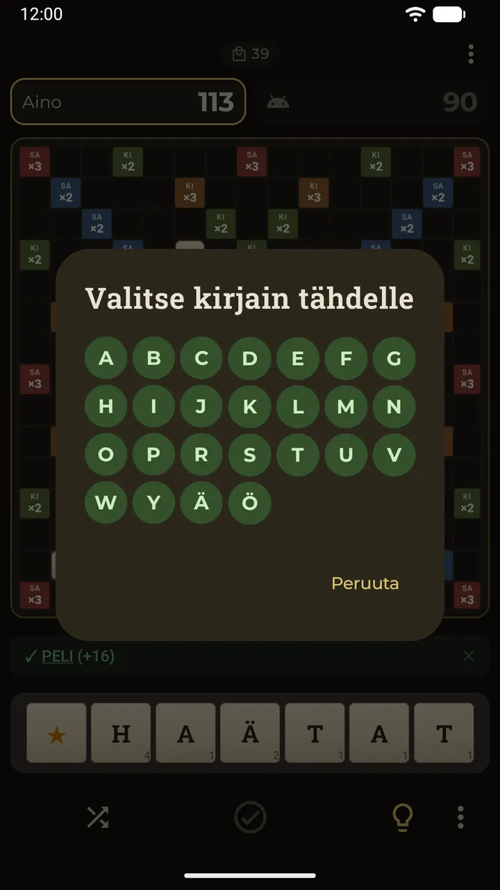 Laudalle pudotettu tähtijokeri avaa aakkoset, joista valitaan kirjain, jota se edustaa