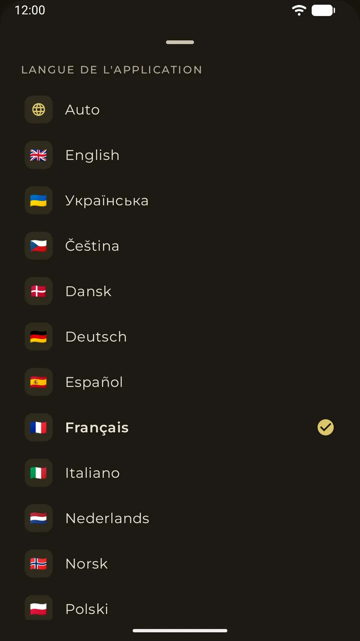 Le choix de la langue de l’appli, avec seize langues d’interface